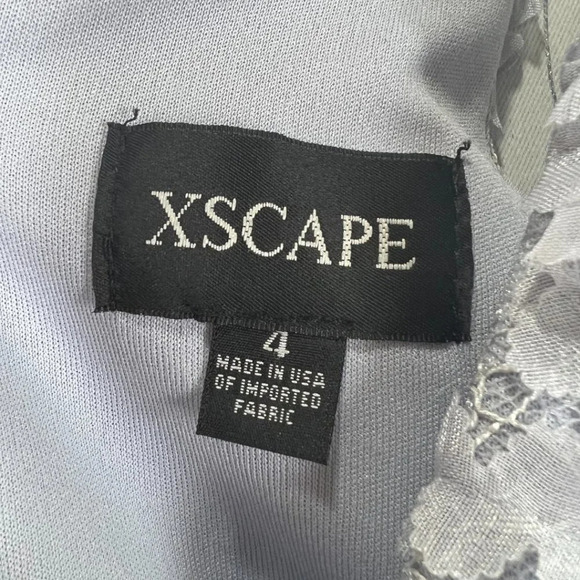 NWT Xscape Lilac Gray 3D Floral Lace Midi Dress $219 - Picture 11 of 13
